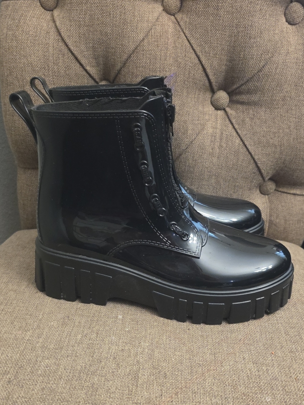 Sanmm Black Combat Boot Rainboots